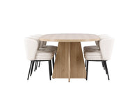 Spisegruppe Bootcut & Agnes oval 230 x 115 + 2-pakk spisestol – natur og hvit