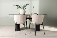Spisestol Modesto & Isolde 2-pakk – beige + Spisebord ovalt 180 x 90 – svart