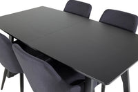 Spisestol Plaza & Inca 2-pakk + Spisebord rektangulært 160 x 85 – svart