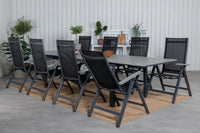 Posisjonsstol Albany & Levels 2-pakk + Rektangulært spisebord 229 × 100 – svart