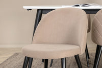 Spisegruppe Jimmy & Velvet rektangulær 195 x 90 + spisestol 2-pakk – hvit og beige
