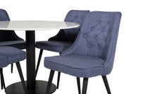 Spisebord Estelle & Velvet Deluxe rundt ⌀106 + spisestol 2-pakk – hvit og blå