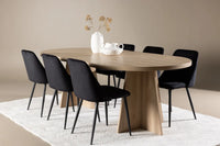 Spisestol Night & Bootcut 2-pakk – svart + Spisebord ovalt 230 x 115 – natur