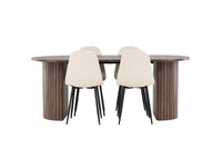 Spisestol Polar & Härön 2-pakk + Spisebord ovalt 200 x 90 – beige og mokka