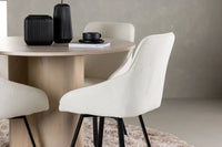 Spisegruppe rund ⌀110 + spisestol 2-pakk – hvitkalket og beige