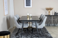 Spisegruppe Gold & Velvet Deluxe 180 x 85 + 2-pakk spisestoler – svart og lys grå