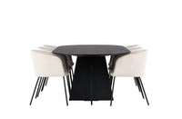 Spisegruppe Berit & Bootcut + Ovalt 230 x 115 – beige og svart