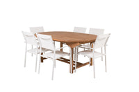 Spisestol Santorini & Kenya 2-pakk + Spisebord ovalt 180 x 120 – hvit og natur