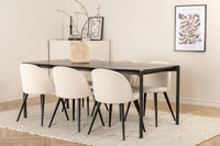 Spisegruppe Pelle & Velvet 190 x 90 + spisestol 2-pakk – svart og krem