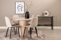 Spisebord Bianca & Polar rundt ⌀110 + Spisestol 2-pakk – whitewash og beige