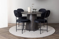 Spisestol 2-pakk svart + Spisebord rundt ⌀120 – mokka