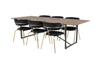 Spisegruppe Arrow & Padang spisestol 2-pakk + rektangulært spisebord 250 x 100 – svart og natur