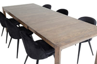 Spisegruppe Slider & Velvet rektangulær 170 x 95 2-pakk – natur og svart