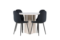 Spisestol Polar & Olivia 2-pakk + Spisebord rundt ⌀110 – svart og beige