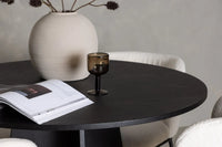 Spisebord Bootcut & Edina rundt ⌀110 – svart + Spisestol 2-pakk – hvit