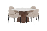 Spisestol 2-pakk + rektangulært spisebord 120 x 120 – beige og lys grå