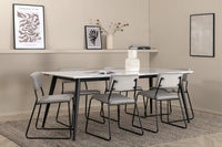 Spisegruppe Jimmy & Kenth 195 x 90 + 2-pakk spisestoler – hvit og grå