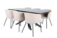 Spisegruppe Berit & Piazza 180 x 90 – beige og svart