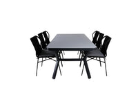 Spisestol Julian & Virya 4-pakk + Rektangulært spisebord 200 × 100 – svart
