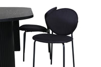 Spisestol Vault & Bianca 2-pakk + Spisebord ovalt 200 x 90 – svart