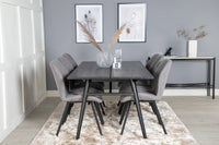 Spisegruppe Sleek & Gemma 195 x 95 2-pakk – svart og grå