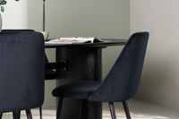 Spisegruppe oval 180 x 90 med 2-pakk spisestol – svart