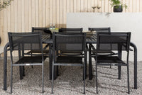 Spisestol Copacabana & Borneo 2-pakk + Rektangulært spisebord 200 × 100 – svart