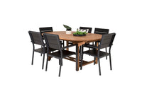 Spisestol Kenya 2-pakk – svart + Spisebord ovalt 180 x 120 – natur