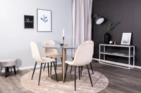 Spisestol Polar & Estelle 2-pakk + spisebord rundt ⌀106 – beige og mørkegrå