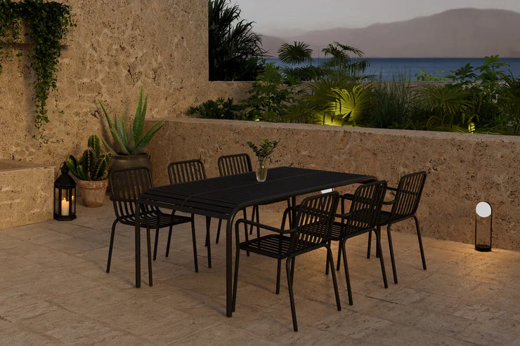 Spisegruppe Borneo & Peking rektangulær 200 × 100 + 2-pakk spisestol – svart