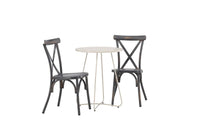 Spisestol Tablas & Bacong 2-pakk + kafébord ⌀60 – mørkegrå og beige