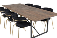 Spisegruppe Arrow & Padang spisestol 2-pakk + rektangulært spisebord 250 x 100 – svart og natur