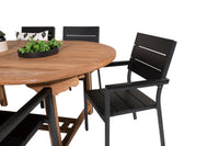 Spisestol Kenya 2-pakk – svart + Spisebord ovalt 180 x 120 – natur