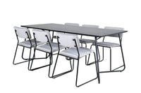 Spisestol Kenth & Petra 2-pakk + Rektangulært spisebord 190 x 90 – grå og svart