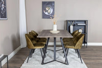 Spisestol Velvet & Marina 2-pakk + rektangulært spisebord 180 x 90 – grønn og natur