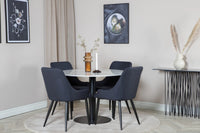 Spisestol Plaza & Estelle 2-pakk + Spisebord rundt ⌀106 – svart og hvit