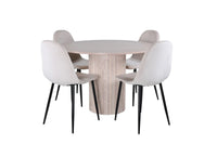 Spisebord Bianca & Polar rundt ⌀110 + Spisestol 2-pakk – whitewash og beige