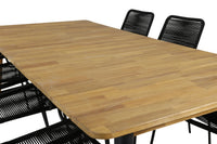 Spisegruppe Julian & Lindos 210 x 100 + spisestol 2-pakk – natur og svart