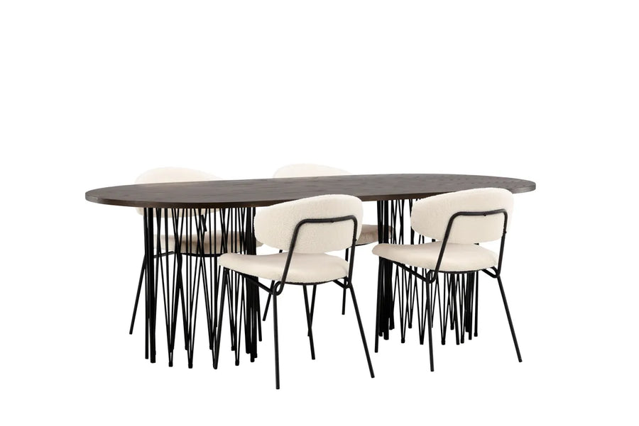 Spisegruppe 2-pakk oval 220 x 100 – hvit og mokka