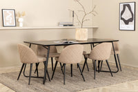Spisegruppe Petra & Velvet 190 x 90 2-pakk – svart og beige