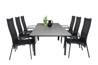 Spisegruppe Levels & Copacabana 160 x 100 + reklinerstol 2-pakk – svart