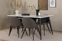 Spisegruppe Jimmy & Velvet 150 x 90 med 2-pakk spisestoler – hvit og grå
