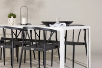 Spisegruppe Stina & Break 6-pakk 205 x 90 – svart og hvit