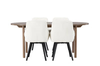 Spisestol Rosie & Andy 2-pakk – beige + Spisebord ovalt 180 x 90 – natur