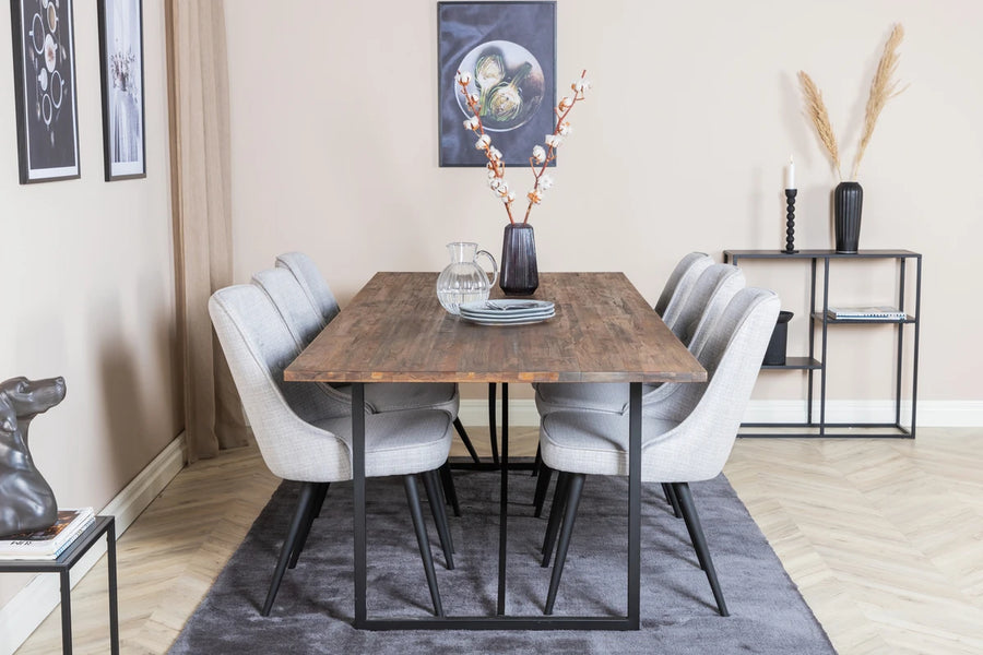 Spisegruppe Padang & Velvet Deluxe 250 x 100 2-pakk – natur og grå