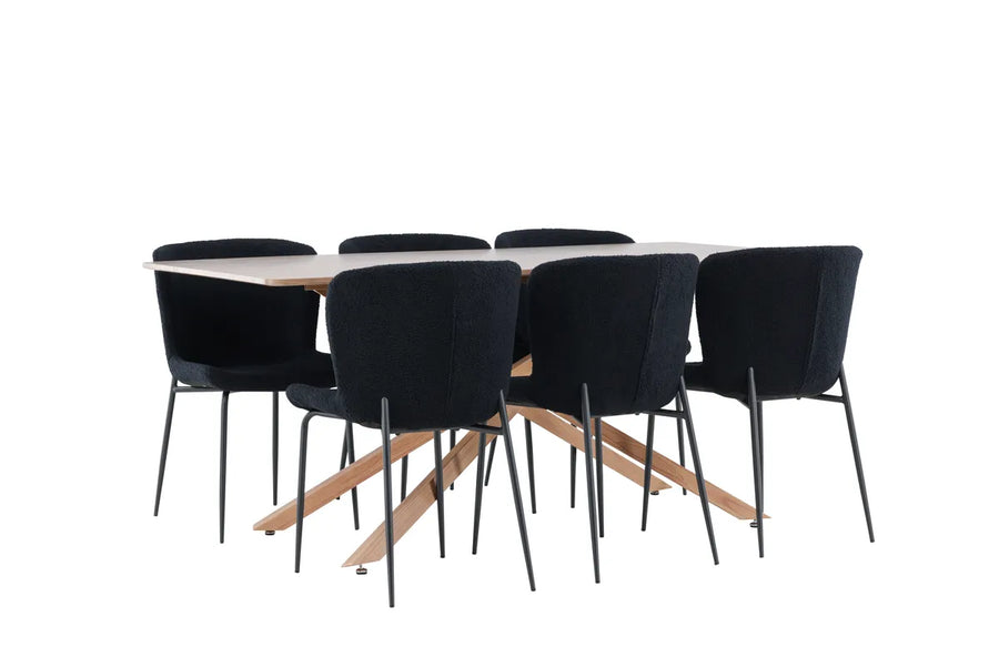 Spisegruppe 180 x 90 2-pakk – mokka og svart