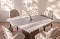 Spisestol 2-pakk + rektangulært spisebord 120 x 120 – beige og lys grå