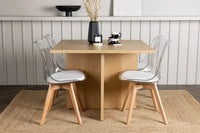 Spisestol Edvin & Leo 2-pakk + Rektangulært spisebord 100 x 100 – natur