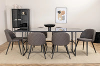 Spisegruppe 200 x 90 + spisestol 2-pakk – svart og grå