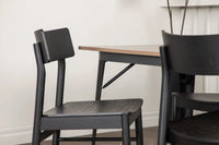 Spisegruppe Tempe & Montros 140 x 80 med 2-pakk spisestoler – valnøtt og svart